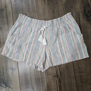 Striped Casual Shorts with Drawstring